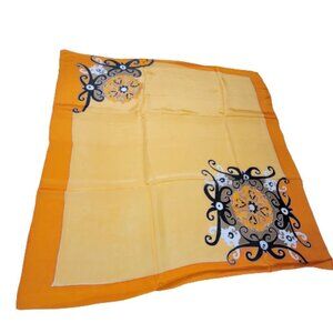 Handpainted Fuji Silk Square Scarf in a vibrant orange and yellow - NEW